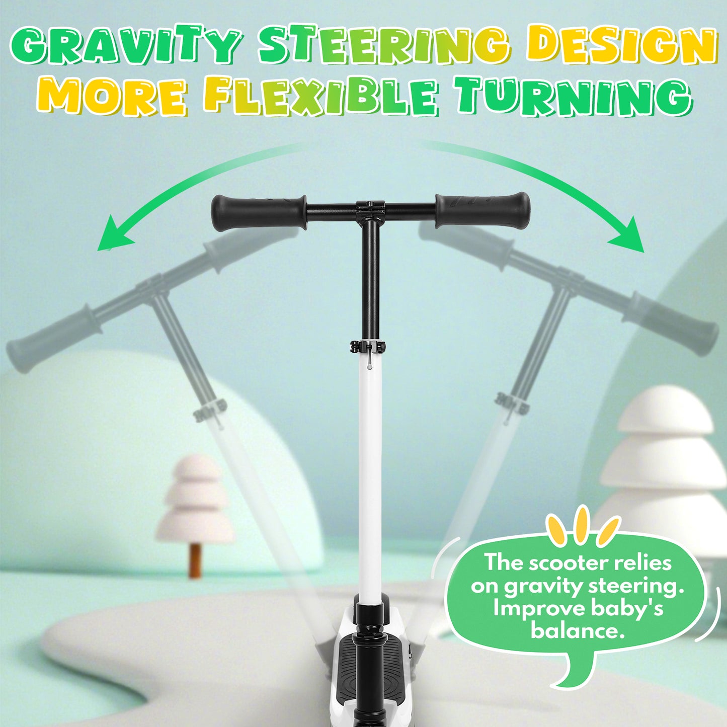 Electric Scooter for Kids Ages 6-12, White Powered E Scooter with Colorful LED Lights, Foldable Electric Scooter with 3 Adjustable Height, Anti-Slip Handlebar, 60W Motor,Max 5Mile & 3Mph,up to 132lbs