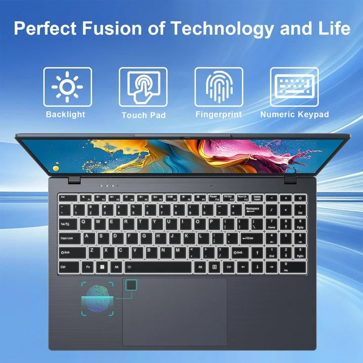 15.6 inch Laptop Computer 16GB DDR4 512GB SSD Quad-Core Intel N5095 Processors Windows 11 Notebook 1920*1080 FHD IPS Display, WiFi 5, Webcam, Fingerprint, Numeric Keyboard, Student Laptop, Gray