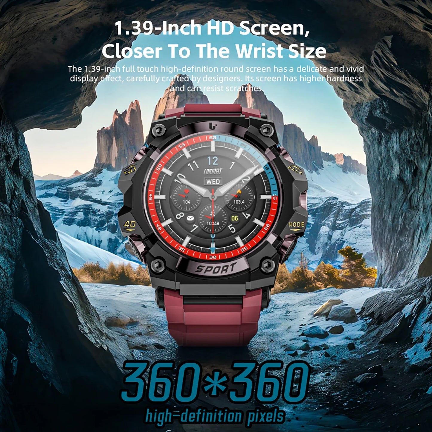 Military Smart Watch for Men with Flashlight, 1.39'' Outdoor Sports Rugged Smartwatch Answer/Make Call, 100+ Sports Modes IP68 Waterproof Fitness Tracker Fits for Android and iPhone, Black