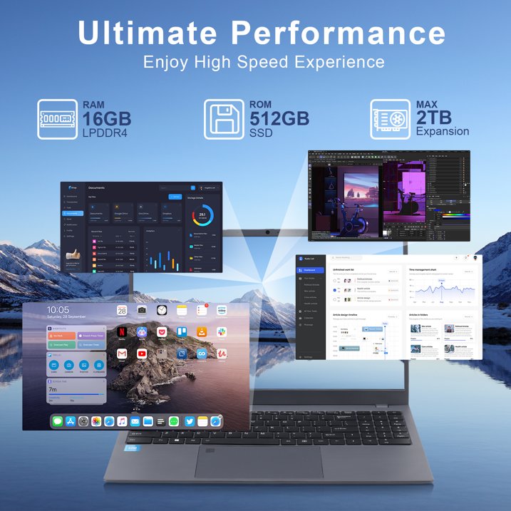 15.6 inch Laptop Computer 16GB DDR4 512GB SSD Quad-Core Intel N5095 Processors Windows 11 Notebook 1920*1080 FHD IPS Display, WiFi 5, Webcam, Fingerprint, Numeric Keyboard, Student Laptop, Gray