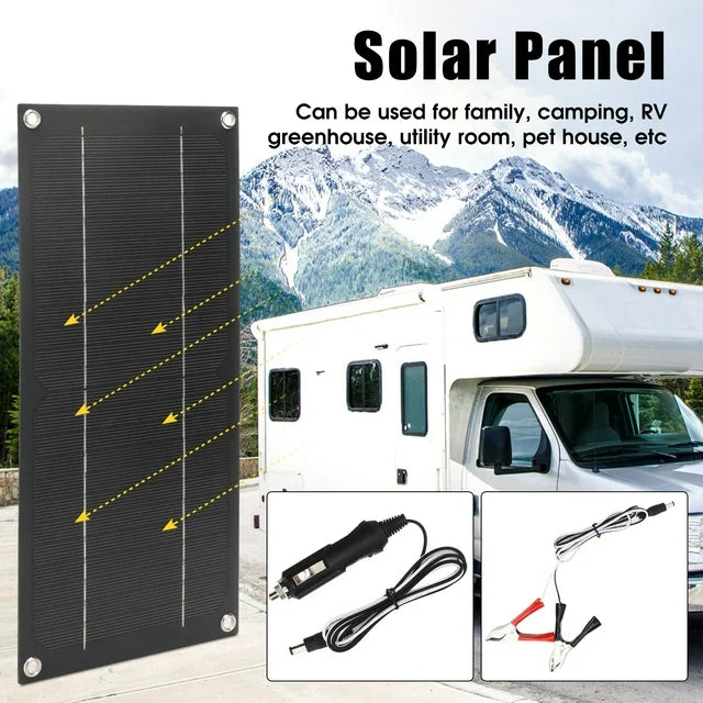 600W Solar Panel Kit, 12V 100A Solar Charge Controller Dual USB Outputs Portable Waterproof Solar Panel Set for Boat Camping Motorcycle Home Outdoor Lights RV Camera Generators, Black