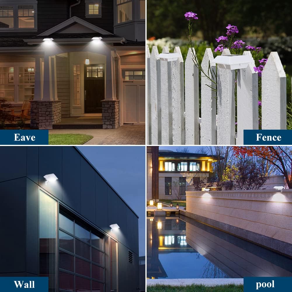 Eotvia 4 Pack Solar Step Lights, Outdoor Waterproof Solar Powered Fence Lights Deck Lights Outside Night Lights Decor for Steps Stairs Walkway Garden Fences Wall