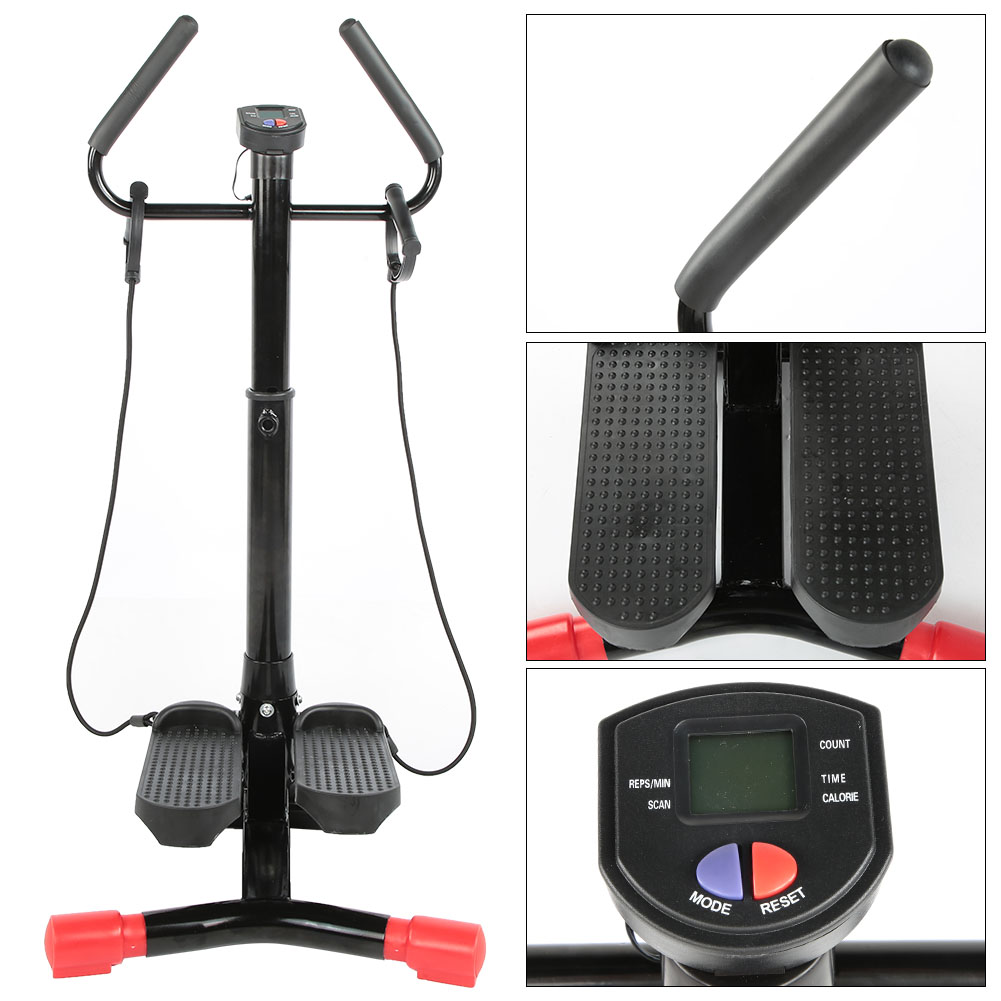 Eotvia Stair Stepper with Handlebars, Stair Stepper with Resistance Band for Home Gym Cardio, Air Stepper for Exercise Step Climber Machine with Digital Monitor, Anti-slip Mat, 220lbs Weight Capacity