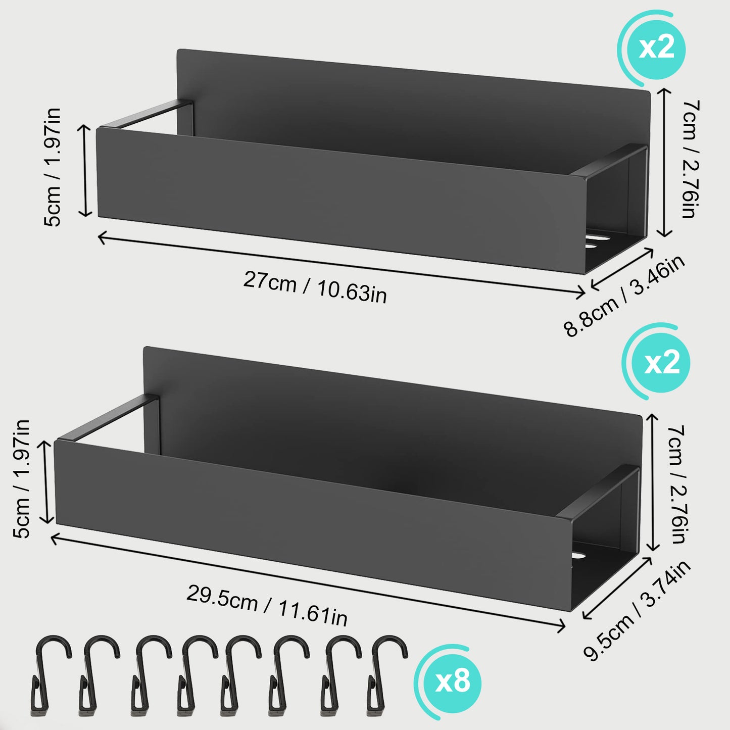 4 PACK Side Refrigerator Storage Rack Iron Magnetic Kitchen Shelf Wall Mounted Spice Rack