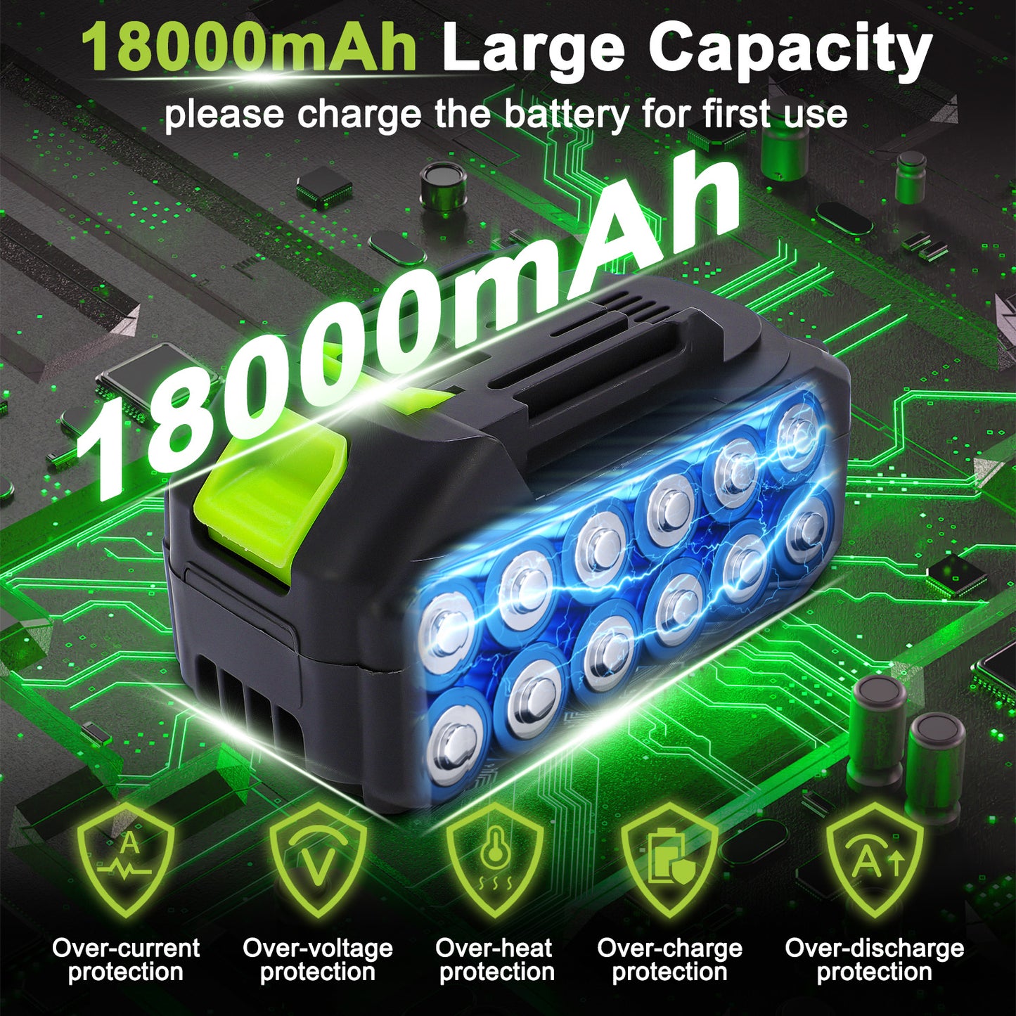 18000mAh 24V Cordless Pressure Washer with 3 Rechargeable Batteries, 16.4FT Water Pipe and 6 In 1 Nozzles Car Power Cleaner Machine, 435PSI