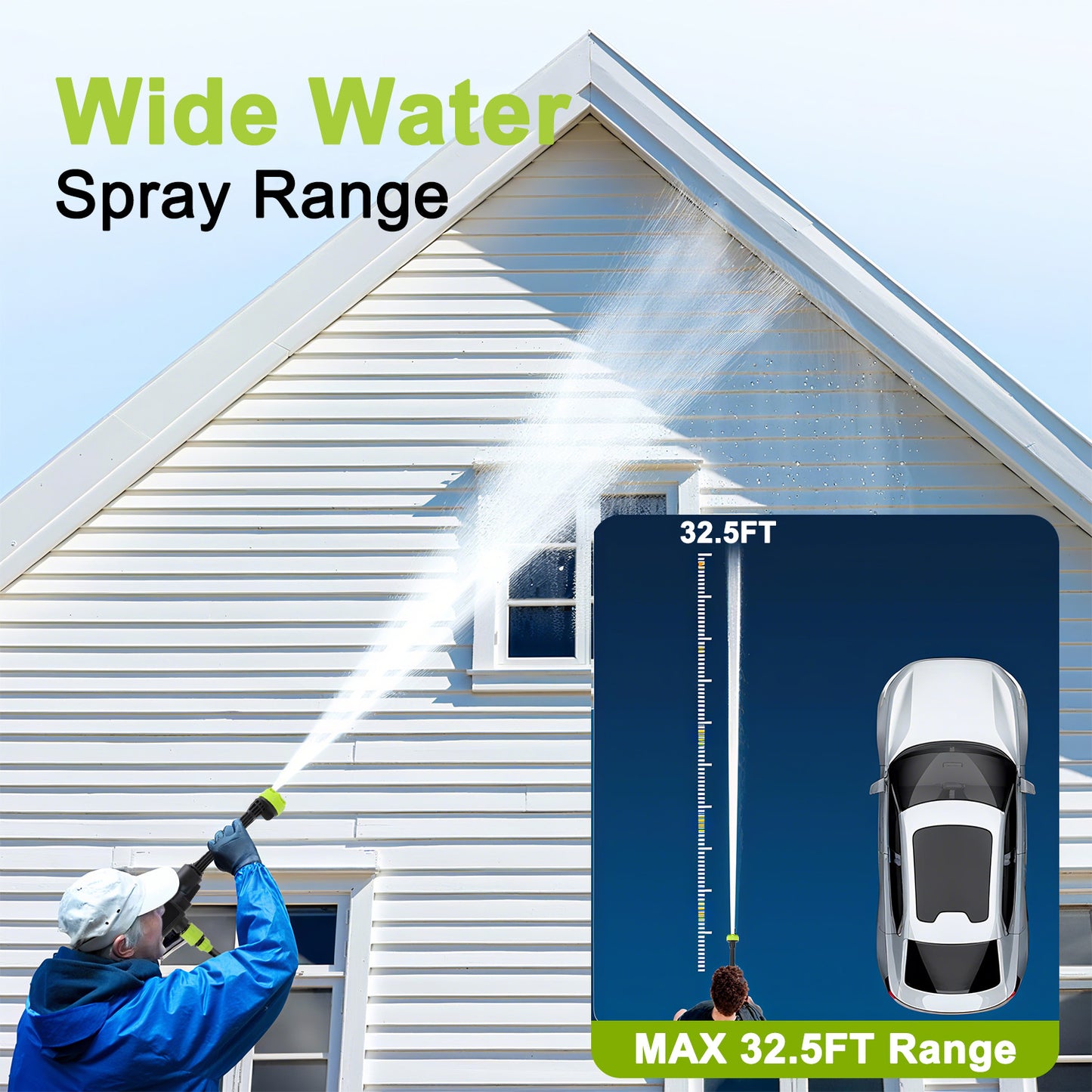 18000mAh 24V Cordless Pressure Washer with 3 Rechargeable Batteries, 16.4FT Water Pipe and 6 In 1 Nozzles Car Power Cleaner Machine, 435PSI