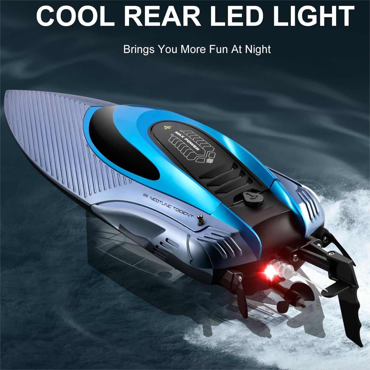 RC Boat 28+ MPH, 2.4 GHz Racing Boats for Adults with 2x1200mAh Rechargeable Batteries, High Speed Fast Remote Control Boat with LED Lights for Pools and Lakes, Pool Toys Water Toys for Age 14+