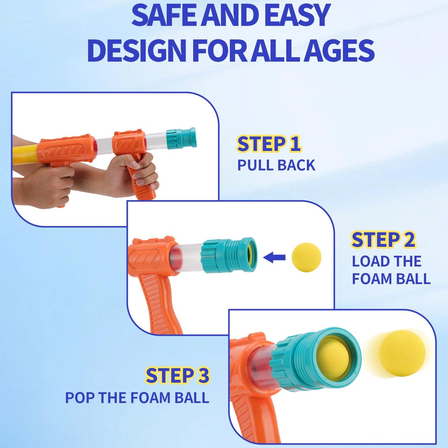 Shooting Game Toy for Age 6, 7, 8, 9, 10+ Years Old Kids Boys, 2 Pack Air Toy Blaster Air Pump & Shooting Target & 24 Foam Balls, Indoor & Outdoor Play, Ideal Christmas Birthday Gift for Boys 3+