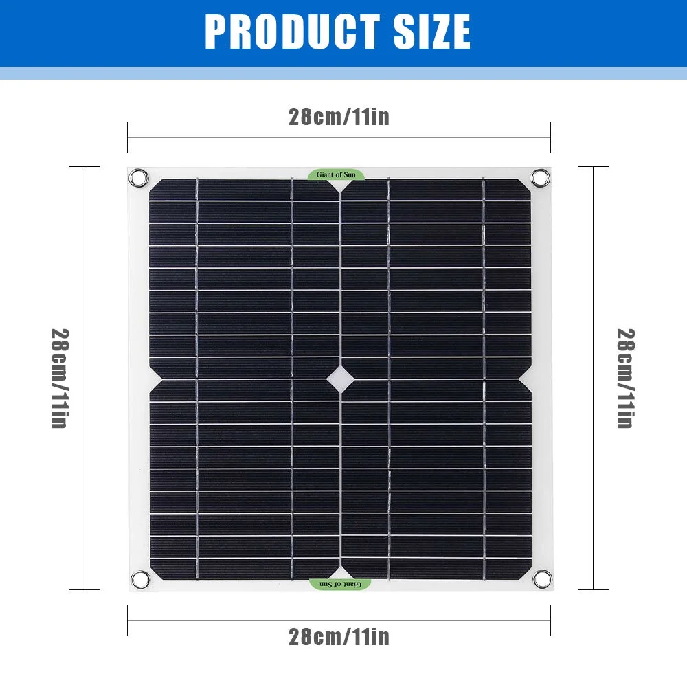 Solar Panel Kit, Portable Solar Panel Charger 2 USB Ports With Controller OBD Plug For Camping For Travel