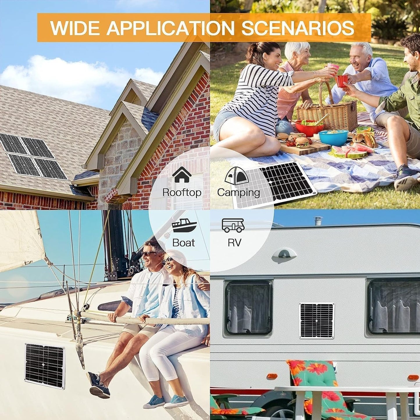 Solar Panel Kit, Portable Solar Panel Charger 2 USB Ports With Controller OBD Plug For Camping For Travel