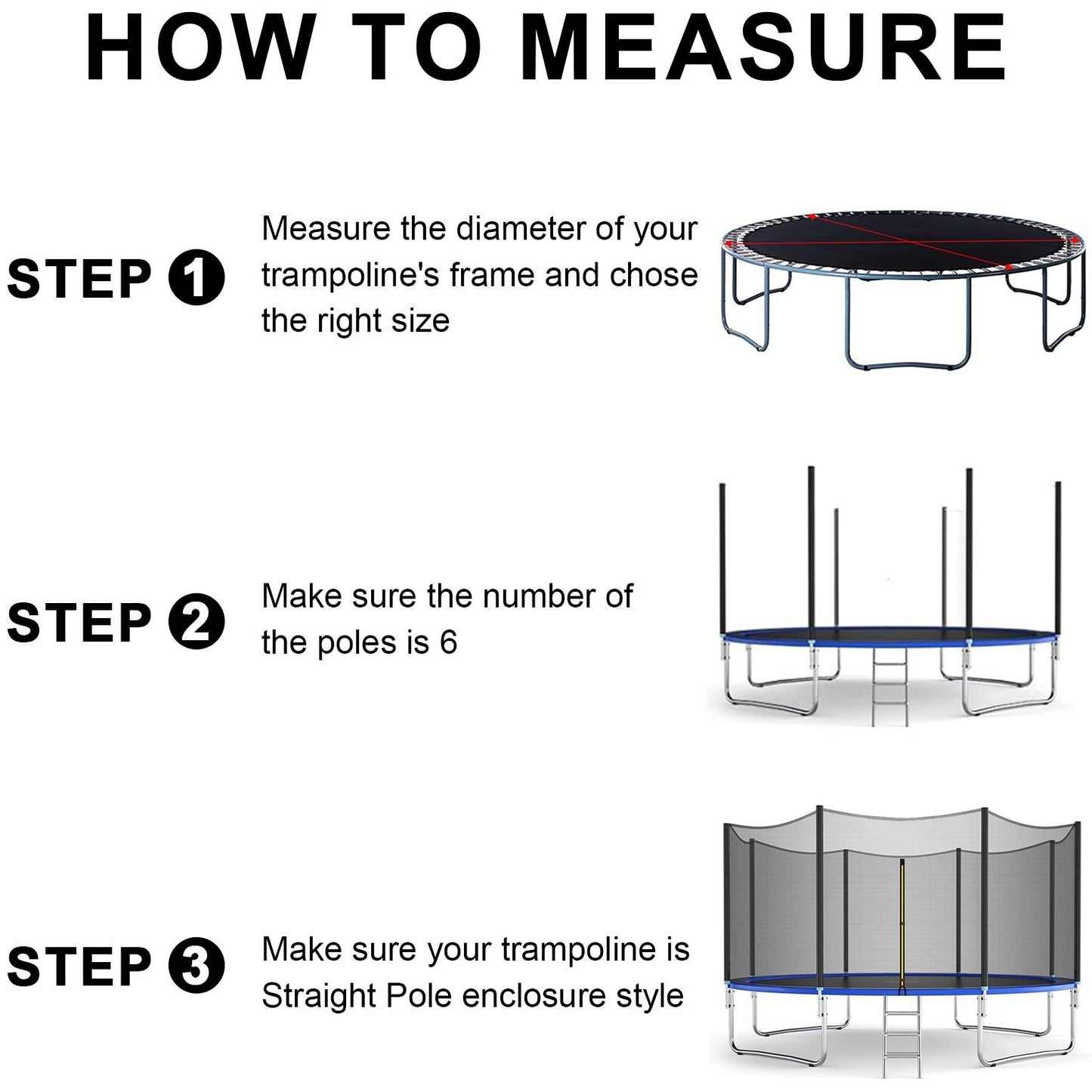 Trampoline Net, 12FT Round Trampoline Safety Net for 6 Sraight Poles, Trampoline Replacement Enclosure Net for 12FT, Weather Resistant, Tear-Proof, NET ONLY