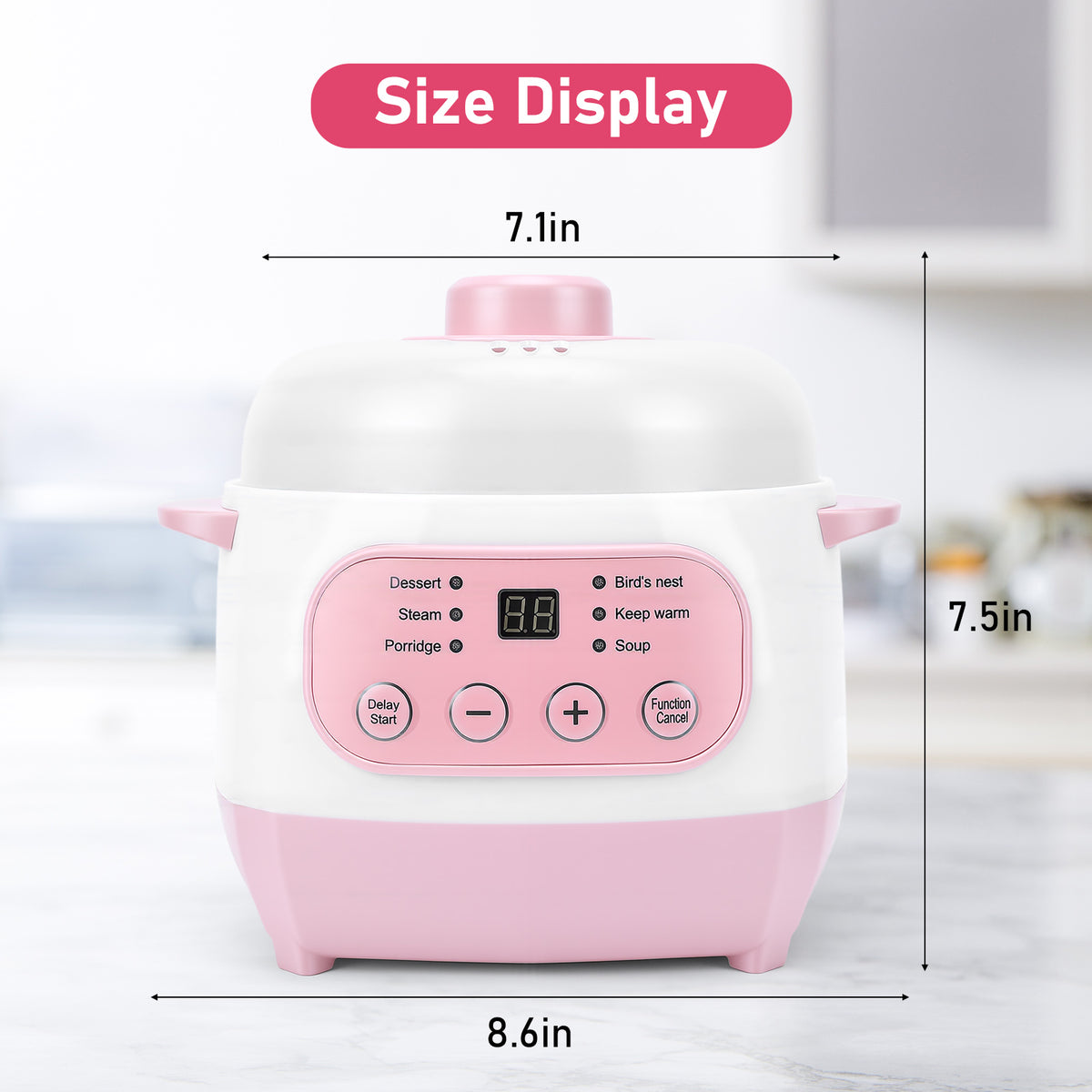 1L Electric Stew Pot, Smart Ceramic Soup Porridge Cooker, Mini Slow Cooker Anti Dry Burn , Multifunction Electric Ceramic Cooker