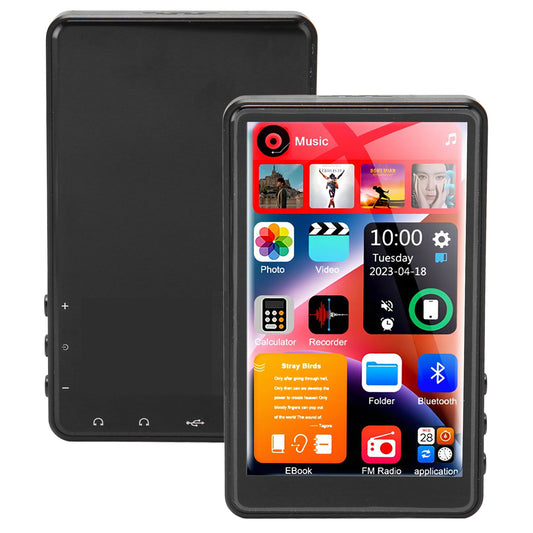 144GB Mp3 Player with Bluetooth, 4.0 Inch Full Touchscreen Mp4 Player, Voice Recorder, Portable HiFi Sound Mp3 Music Player with Earphones, Built-in HD Speaker, Black
