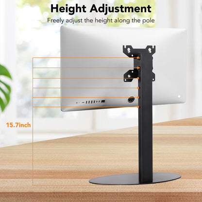 Monitor Stand, Freestanding Monitor Mount for 14-32 inch Screens with 360 Degree Rotation, Height Settings, Adjustable Desk Riser with Swivel and Tilt, Max VESA 75x75, 100x100mm