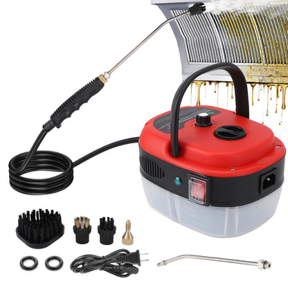 Steam Cleaner,2500W Handheld High Temperature Pressurized Steamer for Cleaning,10S Fast Heating, with 3Pcs Brush Heads for Kitchen/Furniture/Bathroom/Car,Red