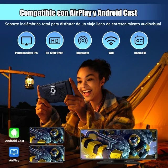 10.26" Wireless Carplay Screen for Car Portable Carplay and Android Auto Touchscreen, 4K Dash Cam, 1080P Backup Camera, GPS Navigation/Mirror Link/Voice Control/Bluetooth/Music Player/Audio Receivers