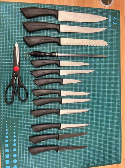 15 Piece Premium Knife Set With Wooden Block Stainless Steel Knives With Ergonomic Handle, Stylish Wooden Block