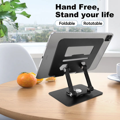 Tablet Stand for Desk, Adjustable Tablet Holder for iPad Holder Dorm College Essentials Portable 360 Rotating Display Stand PC Office Accessories, Compatible with 4-12.9" iPad Tablet iPhone, Black