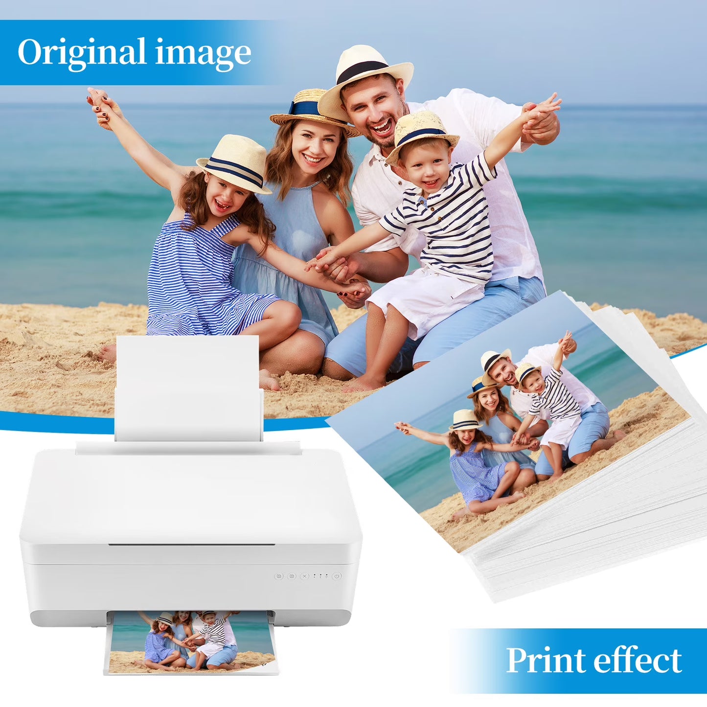 100 Sheets Photo Paper, 4x6 in Premium Glossy Photo Paper Picture Paper 200gsm Printer Brochure Paper Glossy, Office Supplies, Birthday Photo badges, 4R White Photo Paper Fit for All Inkjet Printers