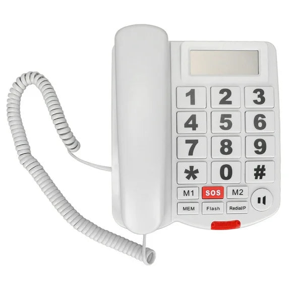 Large Button Phones for Seniors, Wired Telephone with Caller ID/Hands-Free for Office, Adjustable Amplified Volume Landline Phones for Visually/Hearing Impaired Elderly Emergency House Phones