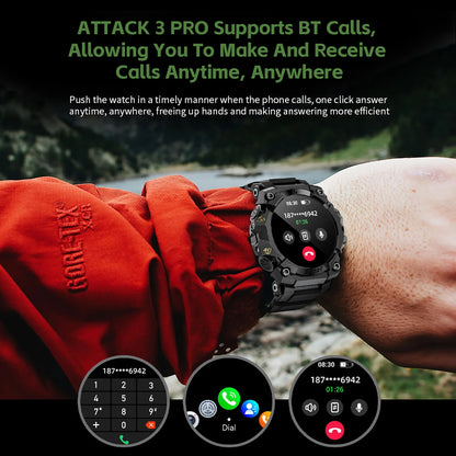Military Smart Watch for Men with Flashlight, 1.39'' Outdoor Sports Rugged Smartwatch Answer/Make Call, 100+ Sports Modes IP68 Waterproof Fitness Tracker Fits for Android and iPhone, Black