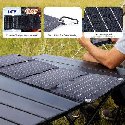 Foldable Solar Panel 40W Monocrystalline Silicon Fast Charging QC Dual USB Regulator Output 4 Folds Portable Solar Panel