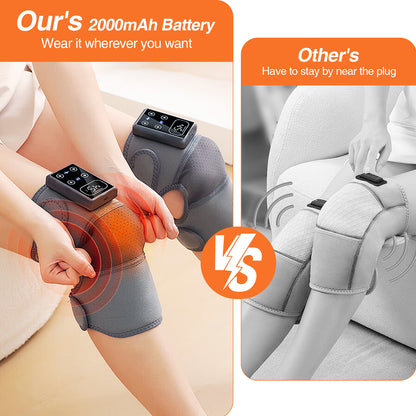 Cordless Heated Knee Massager with Vibration, 5 Heat Levels & 3 Massage Modes, Electric Knee Brace with Massage for Men Women