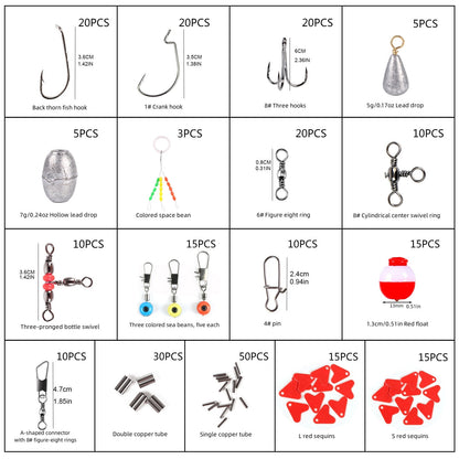273PCS Fishing Accessories Kit with Fishing Pliers, Hook Remover Tool, Swivels, Hooks, Weights & Floats, Saltwater Freshwater Fishing Gear Set