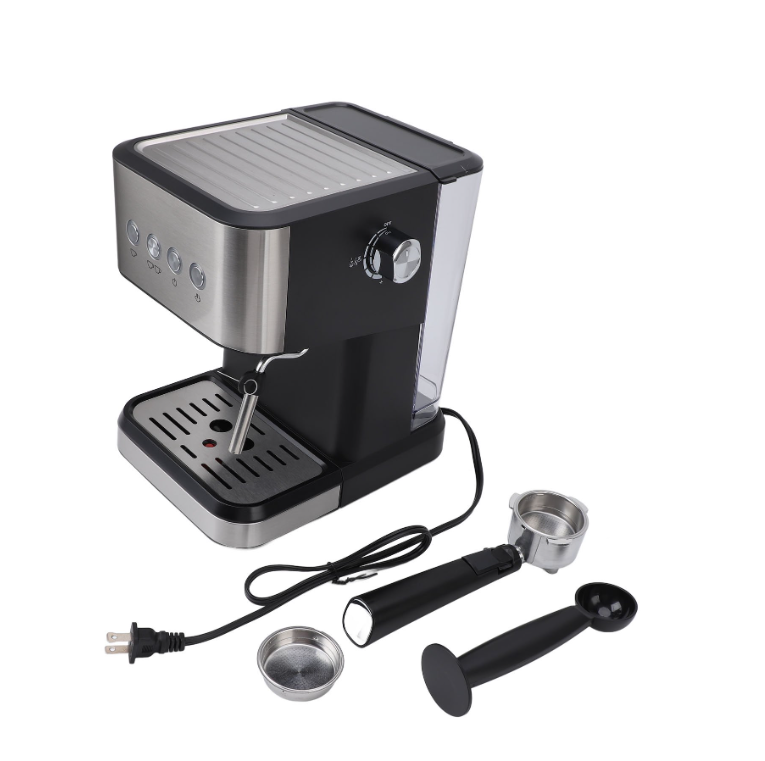Coffee Machine 20 Bar, 1.5L Water Tank Milk Frother Steam, Stainless Steel Coffee Maker, Silver