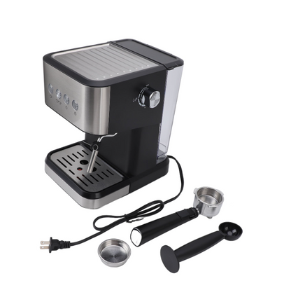 Coffee Machine 20 Bar, 1.5L Water Tank Milk Frother Steam, Stainless Steel Coffee Maker, Silver
