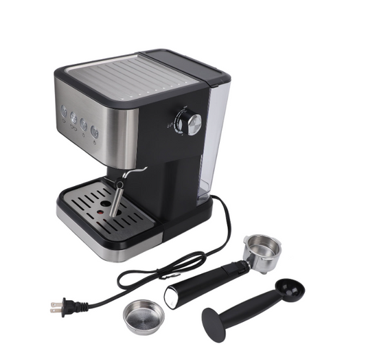 Coffee Machine 20 Bar, 1.5L Water Tank Milk Frother Steam, Stainless Steel Coffee Maker, Silver