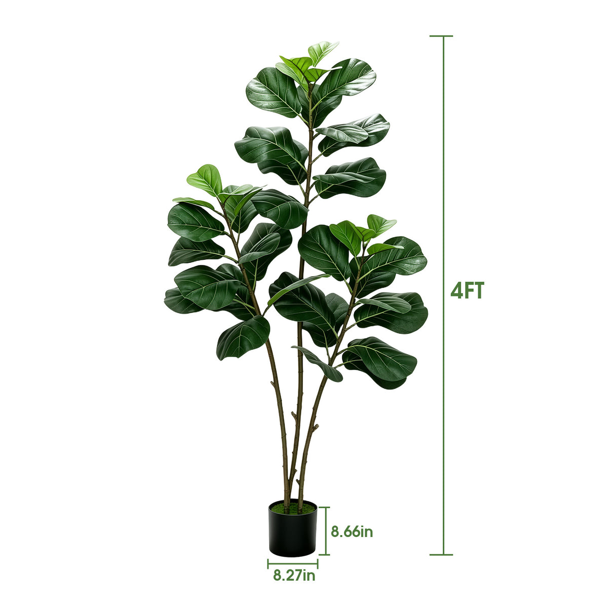 5FT Artificial Fiddle Leaf Fig Tree with Planter Pot Natural Trunk Realistic Leaves Lifelike Faux Floor Plant For Home House Office Decor Indoor