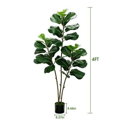 4FT Artificial Fiddle Leaf Fig Tree, Tall Faux Ficus Tree, Artificial Plants for Home Office Decor
