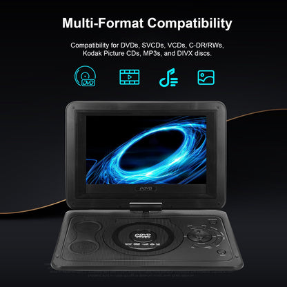 9.8 in Portable DVD Player 270° Rotatable HD Screen DVD Player with Game Function and Rechargeable Battery for Home Car