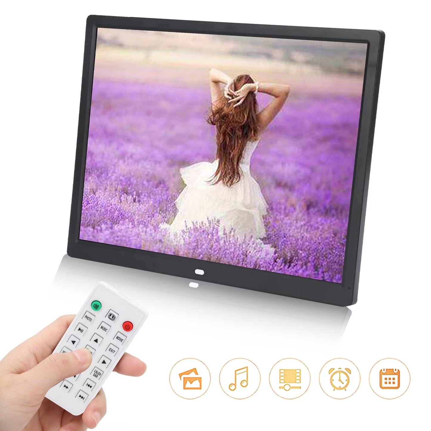 15" Digital Picture Frame with HD IPS Touch Screen Digital Photo Frame Supports up to 16GB Storage Cards, Auto-Rotate, Tabletop & Wall-Mounted Digital Frame Supports Share Photos Video, Black