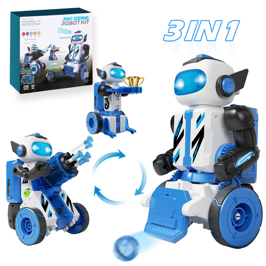 STEM Building Toys for Boys Remote Control & Programmable Robots Building Kit 3-in-1 DIY Mechanical Coding Robot Christmas Gifts for Kids Ages 8-14+