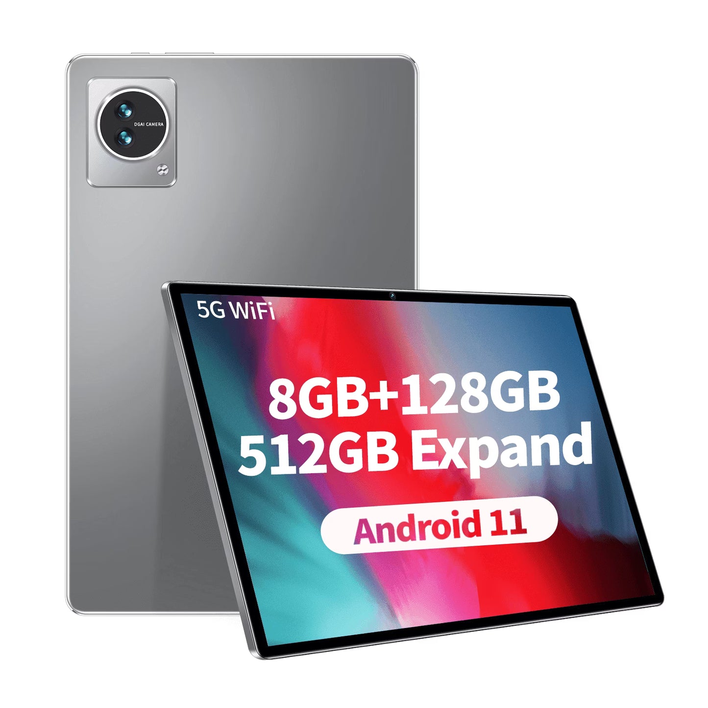 10.1 inch Tablets 8GB RAM 128GB ROM 512GB Expand Android 11 Tablet, 1920x1080 HD Touchscreen, 8MP+16MP Dual Camera, 7000mAh Battery, 8-Core Processor, WiFi Bluetooth, Gray