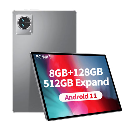 10.1 inch Tablets 8GB RAM 128GB ROM 512GB Expand Android 11 Tablet, 1920x1080 HD Touchscreen, 8MP+16MP Dual Camera, 7000mAh Battery, 8-Core Processor, WiFi Bluetooth, Gray