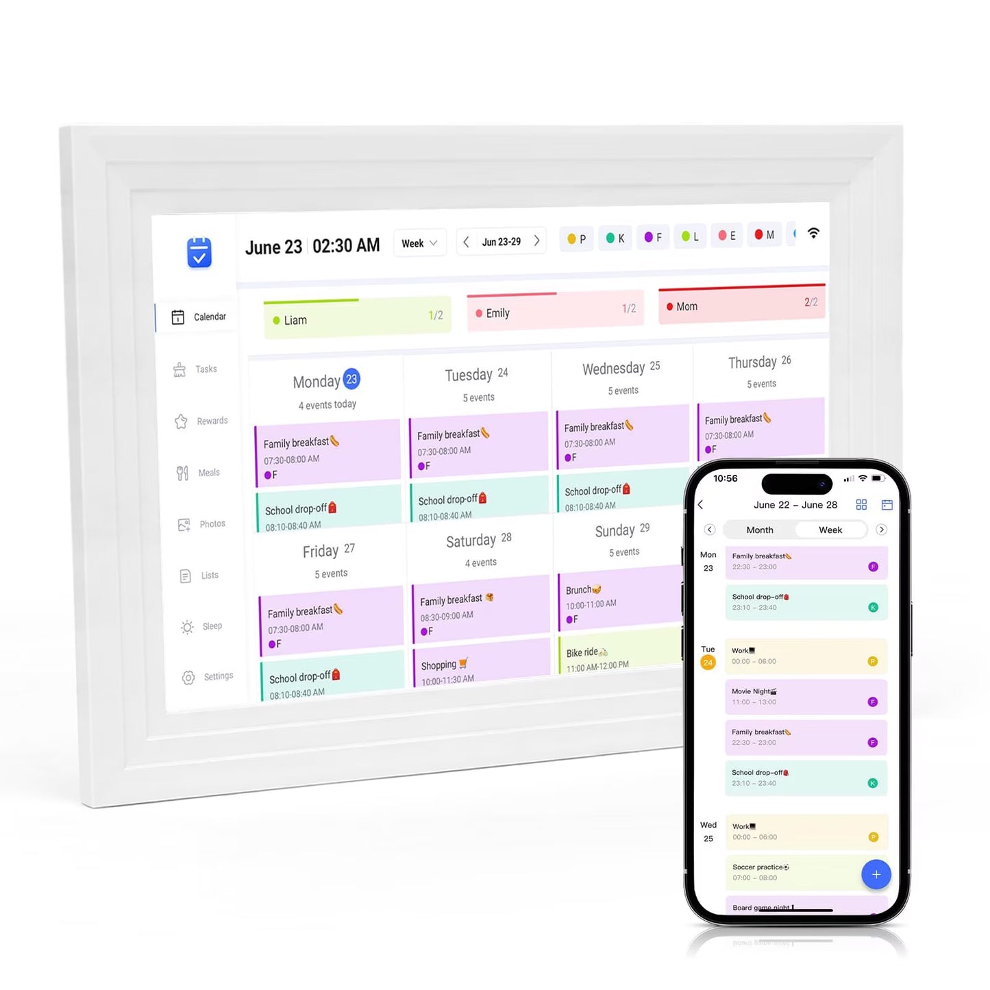 10.1 inch Wall Planner Digital Calendar & Chore Chart, WiFi Smart Touchscreen Interactive Display for Family Schedules/Meal Planner, Display Digital Calendar Great Gifts for Organizing Your 2026 Year