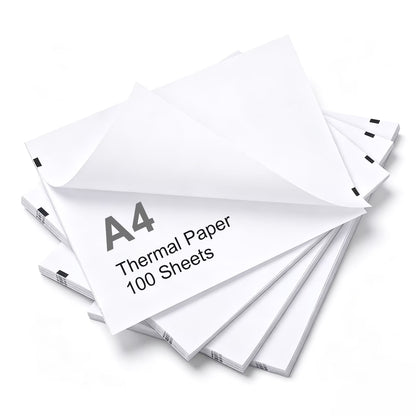 100 Sheets A4 Thermal Paper (Folded), 8.27x11.69' Thermal Paper(210 x 297 mm) for Portable Thermal Printer, Compatible with No Ink Printer, for Travel or Home Work, Printing Contract, Picture, etc