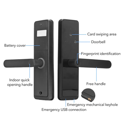 Smart Door Lock, Touchscreen Keypad Keyless Entry Door Lock With Handle, Fingerprint Door Lock