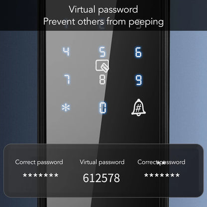 Smart Door Lock, Touchscreen Keypad Keyless Entry Door Lock With Handle, Fingerprint Door Lock