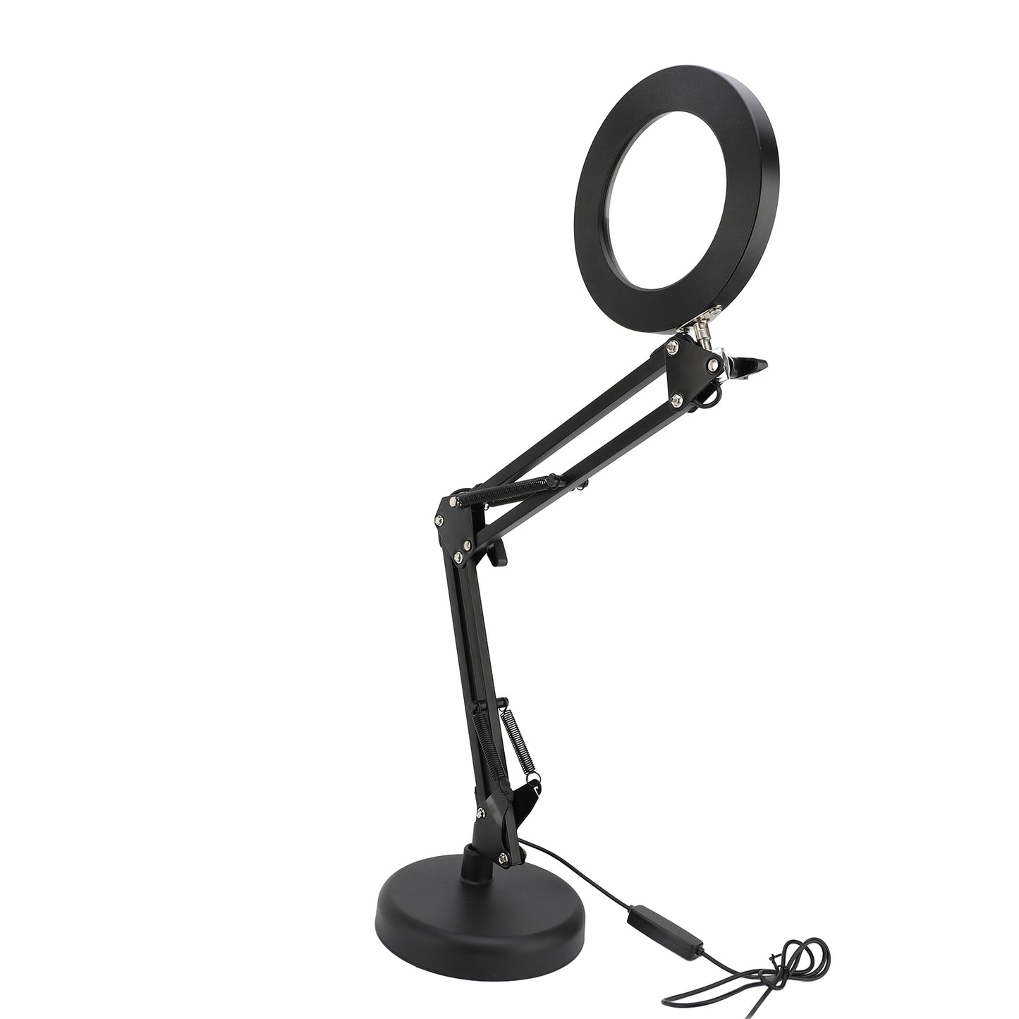 10X Magnifying Glass with Light and Stand, 3 Color Modes Stepless Dimmable 2-in-1 Desk Lamp with Clamp, Clip on Magnifying Glasses with LED Light for Hobby Reading Painting Sewing Close Work