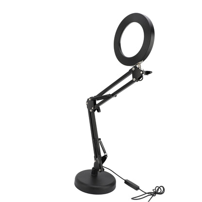 10X Magnifying Glass with Light and Stand, 3 Color Modes Stepless Dimmable 2-in-1 Desk Lamp with Clamp, Clip on Magnifying Glasses with LED Light for Hobby Reading Painting Sewing Close Work