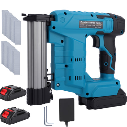 18GA 2-in-1 Cordless Brad Nailer with 2 * 2.0Ah Batteries & 2000pcs Nails for Woodworking,Home Improvement,Blue