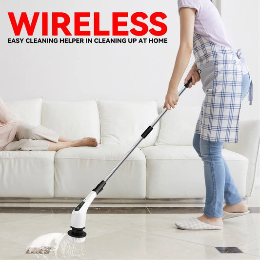 Electric Scrubber, Cordless Cleaning Brush 8 Replaceable Heads for Bathroom Tile Floor Car