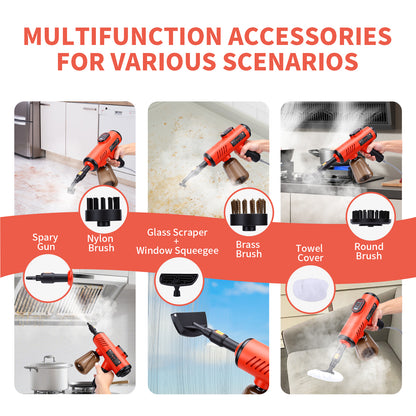 1200W High Pressure Handheld Steam Cleaner, 600ML Tank Multi-Purpose Steamer for Home Use,Cleaning Floor, Upholstery, Grout and Car,Red
