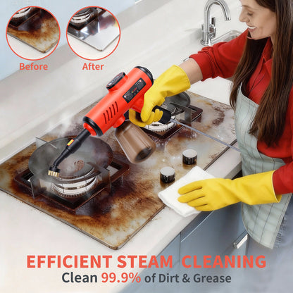 1200W High Pressure Handheld Steam Cleaner, 600ML Tank Multi-Purpose Steamer for Home Use,Cleaning Floor, Upholstery, Grout and Car,Red