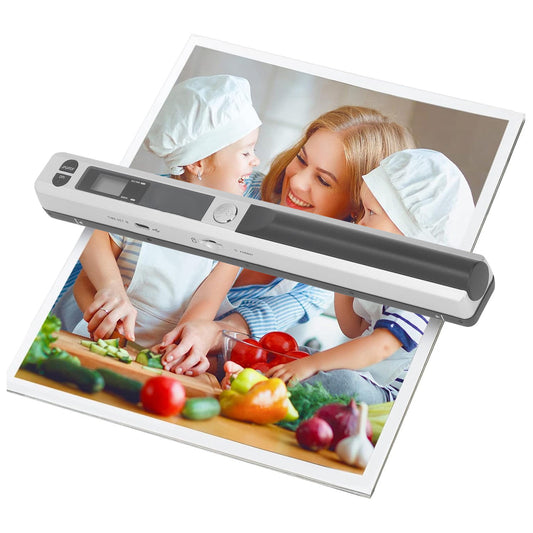Portable Scanner, Photo Scanner for A4 Document Scanner 900DPI Handheld Scanner JPG/PDF Formate LCD Display for Business Image Picture Receipts Books Pages Texts, Support SD/TF Card