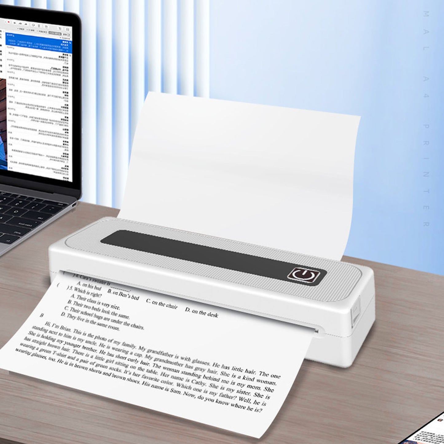 Portable Printer for Travel, Bluetooth Thermal Printer Supports 8.5" x 11" US Letter & Legal A4 Paper, Inkless Wireless Mini Printer Compatible with Android iOS Phone with 1 Rolls of Thermal Paper